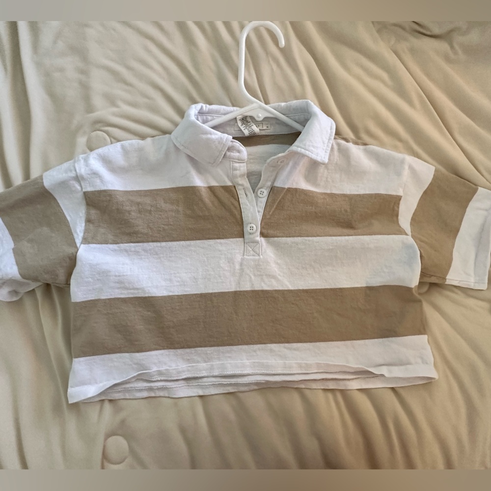 Striped collared cropped top
